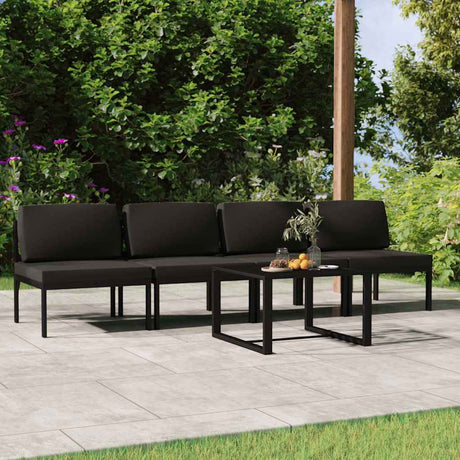 Vidaxl 5-delige loungeset met kussens aluminium antracietkleurig