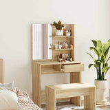 Vidaxl kaptafel met spiegel 74,5x40x141 cm sonoma eikenkleurig