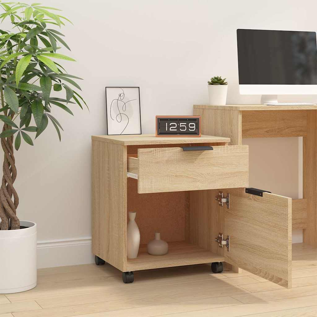 Vidaxl dossierkast verrijdbaar 45x38x54 cm bewerkt hout sonoma eiken