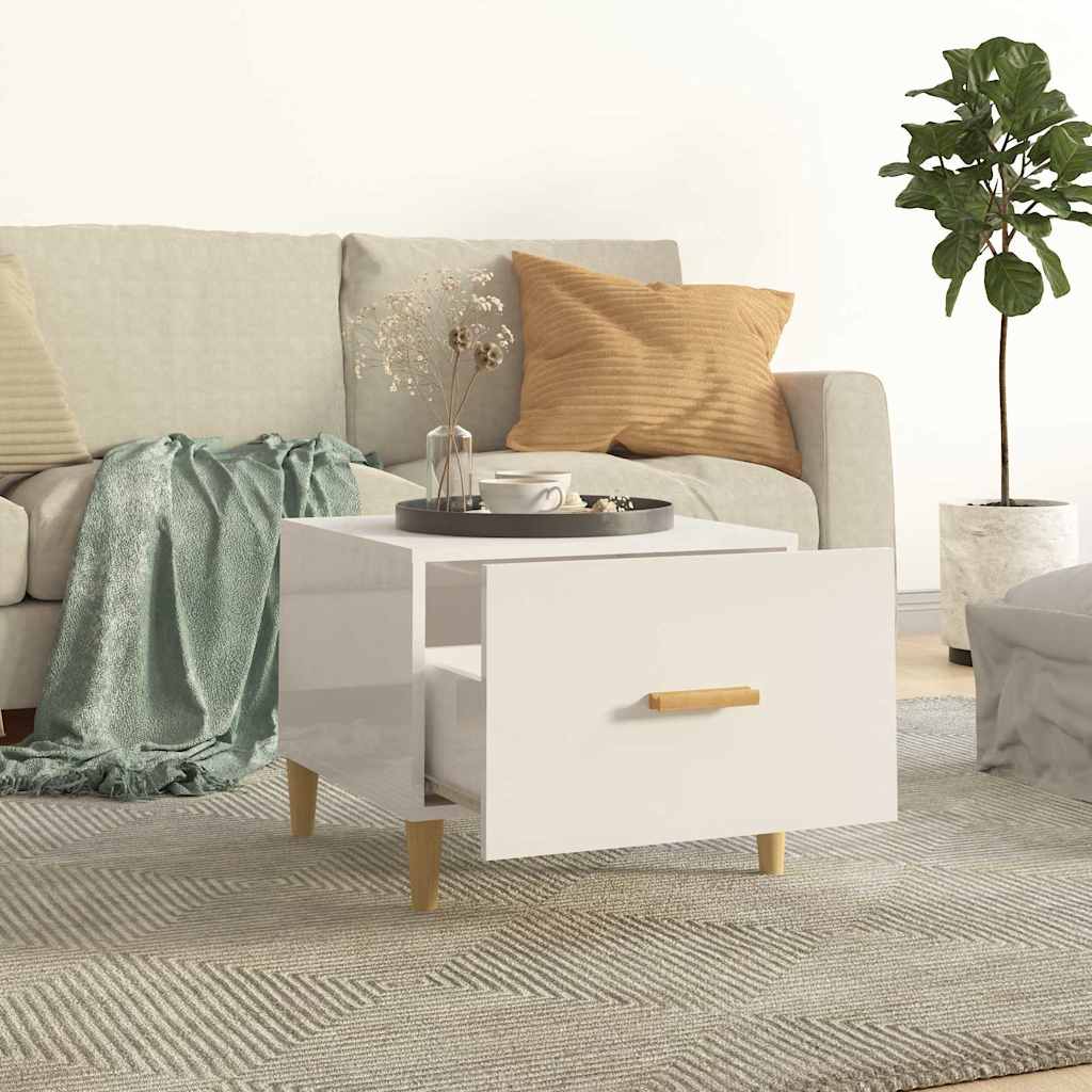 Vidaxl salontafel 50x50x40 cm bewerkt hout hoogglans wit