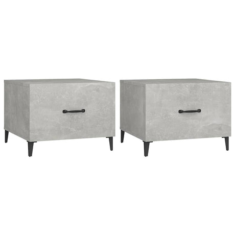Vidaxl salontafel 2 st met metalen poten 50x50x40 cm betongrijs