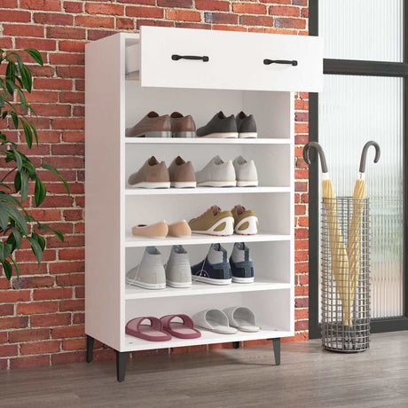 VIDAXL -Schuhschrank 60x35x105 cm propertiertes Holz weiß