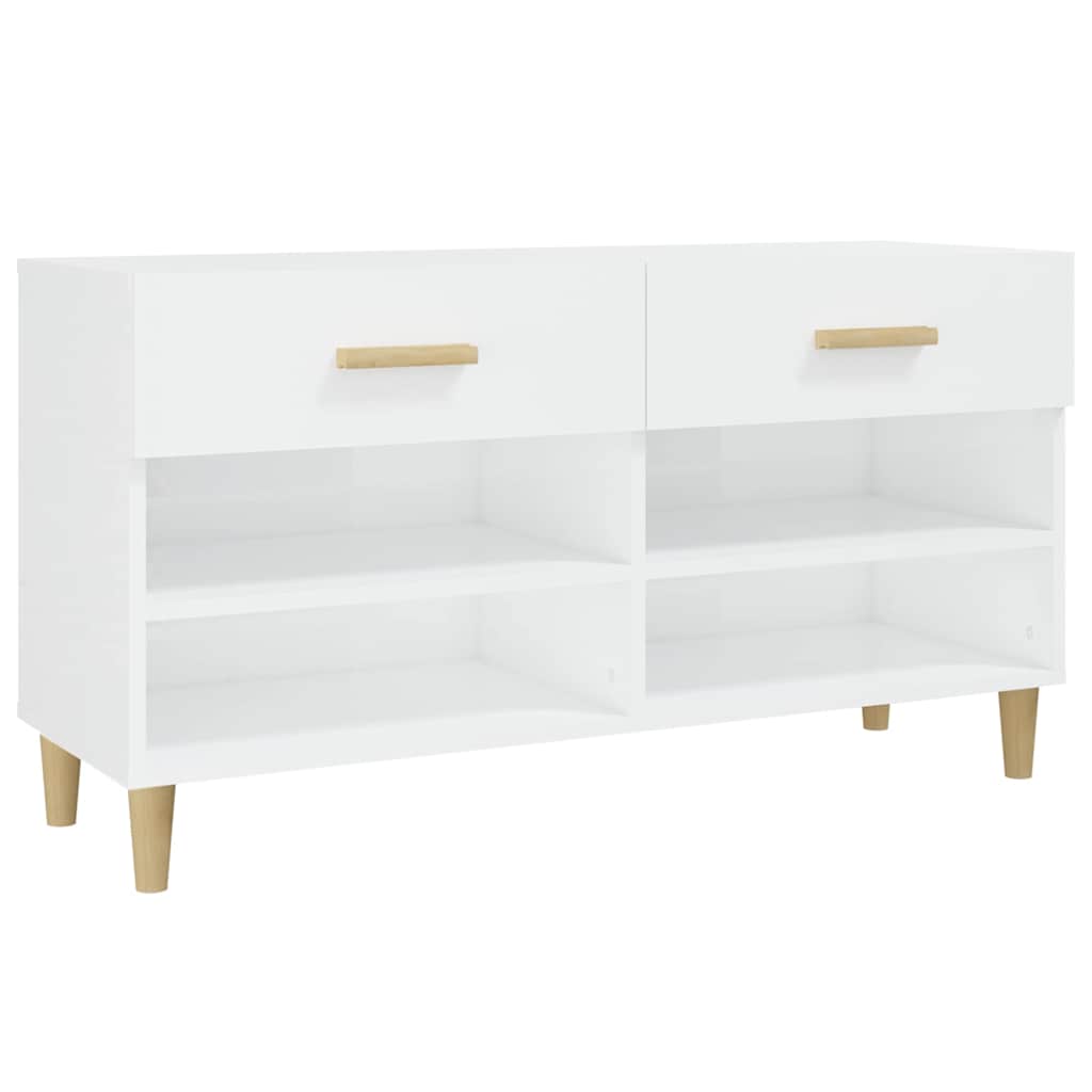 Vidaxl Schuhschrank 102x35x55 cm verarbeitetes Holz Hochglanz weiß