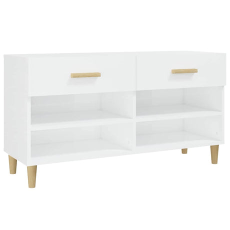 Vidaxl Schuhschrank 102x35x55 cm verarbeitetes Holz Hochglanz weiß