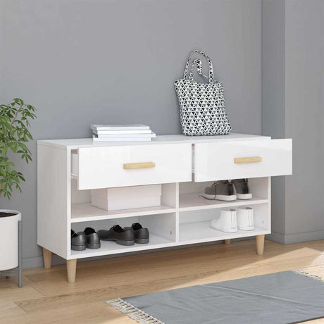 Vidaxl Schuhschrank 102x35x55 cm verarbeitetes Holz Hochglanz weiß