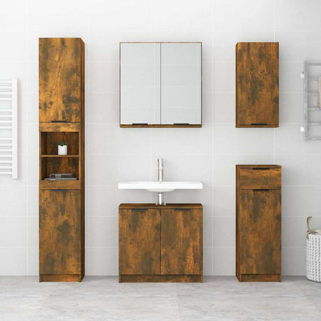 Vidaxl badkamerkast met spiegel 64x20x67 cm gerookt eikenkleurig