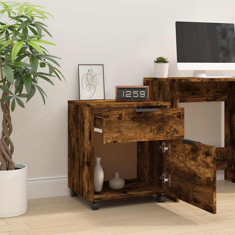 Vidaxl dossierkast verrijdbaar 45x38x54 cm bewerkt hout gerookt eiken