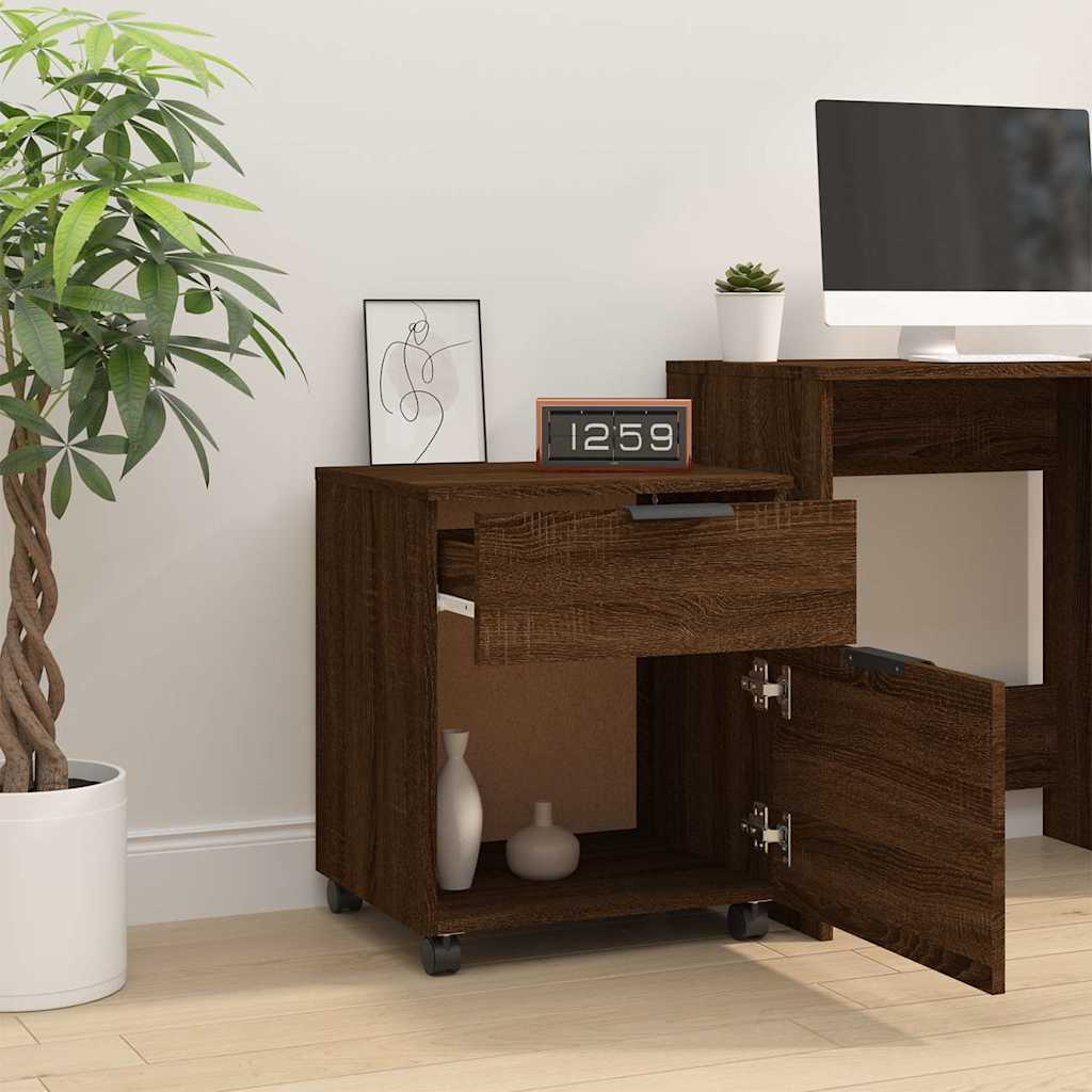Vidaxl dossierkast verrijdbaar 45x38x54 cm bewerkt hout bruineiken