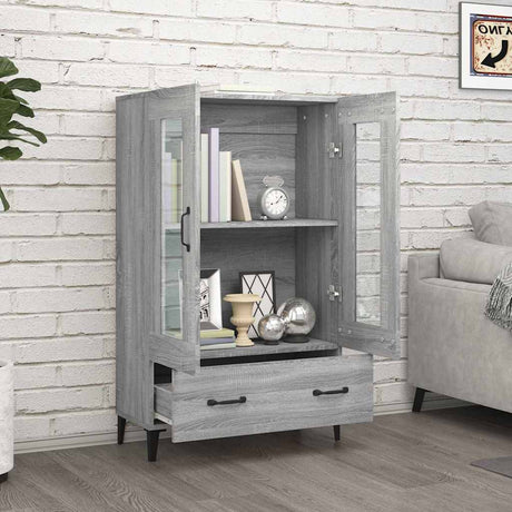Vidaxl hoge kast 70x31x115 cm bewerkt hout grijs sonoma eikenkleurig