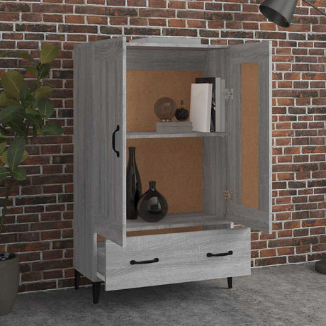 Vidaxl hoge kast 70x31x115 cm bewerkt hout grijs sonoma eikenkleurig
