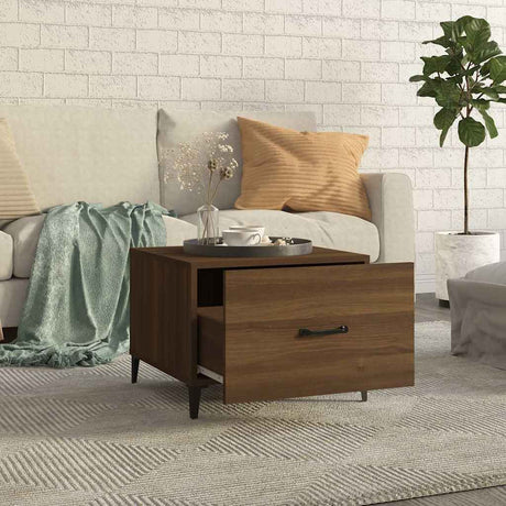Vidaxl salontafel met metalen poten 50x50x40 cm bruin eikenkleur