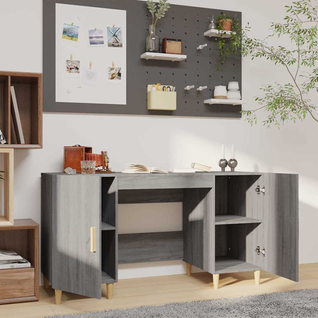 Vidaxl bureau 140x50x75 cm bewerkt hout grijs sonoma eikenkleurig