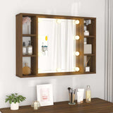 Vidaxl spiegelkast met led-verlichting 76x15x55 cm bruin eikenkleur