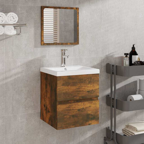 Vidaxl badkamerkast met spiegel bewerkt hout gerookt eikenkleurig