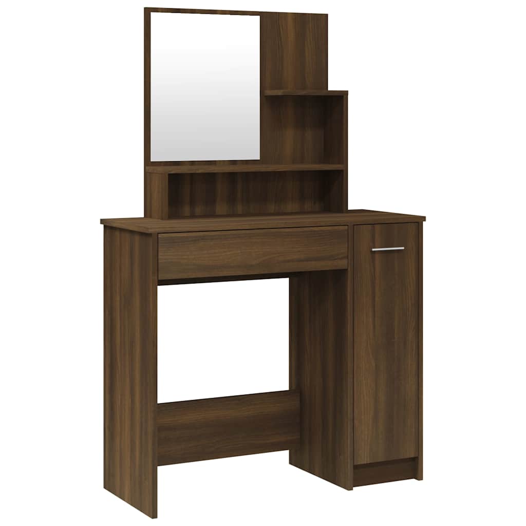 Vidaxl kaptafel met spiegel 86,5x35x136 cm bruin eikenkleur