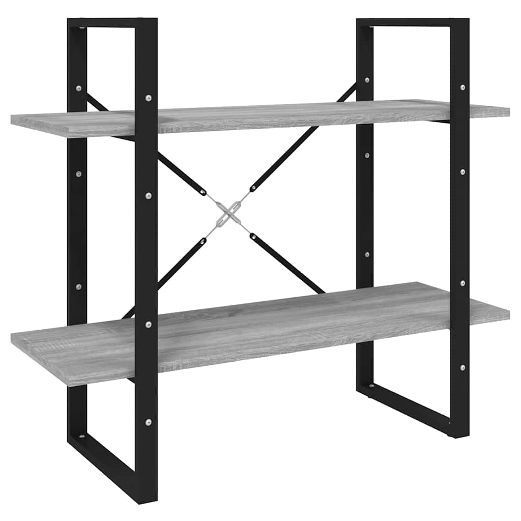 Vidaxl boekenkast met 2 schappen 80x30x70 cm bewerkt hout grijs sonoma