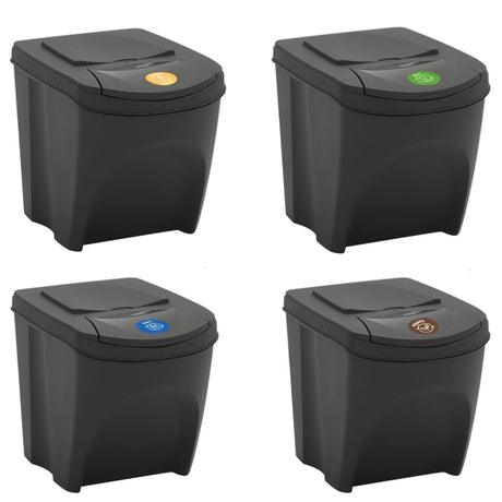 Vidaxl Mülldosen 4 ST Stapelbar 100 l Polypropengrau
