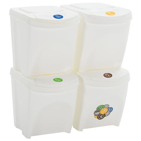 Vidaxl Mülleimer 4 Stück stapelbar 100 l Polypropylen weiß