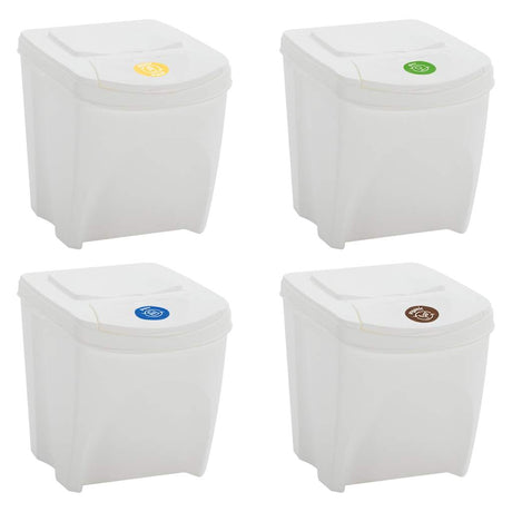 Vidaxl Mülleimer 4 Stück stapelbar 100 l Polypropylen weiß