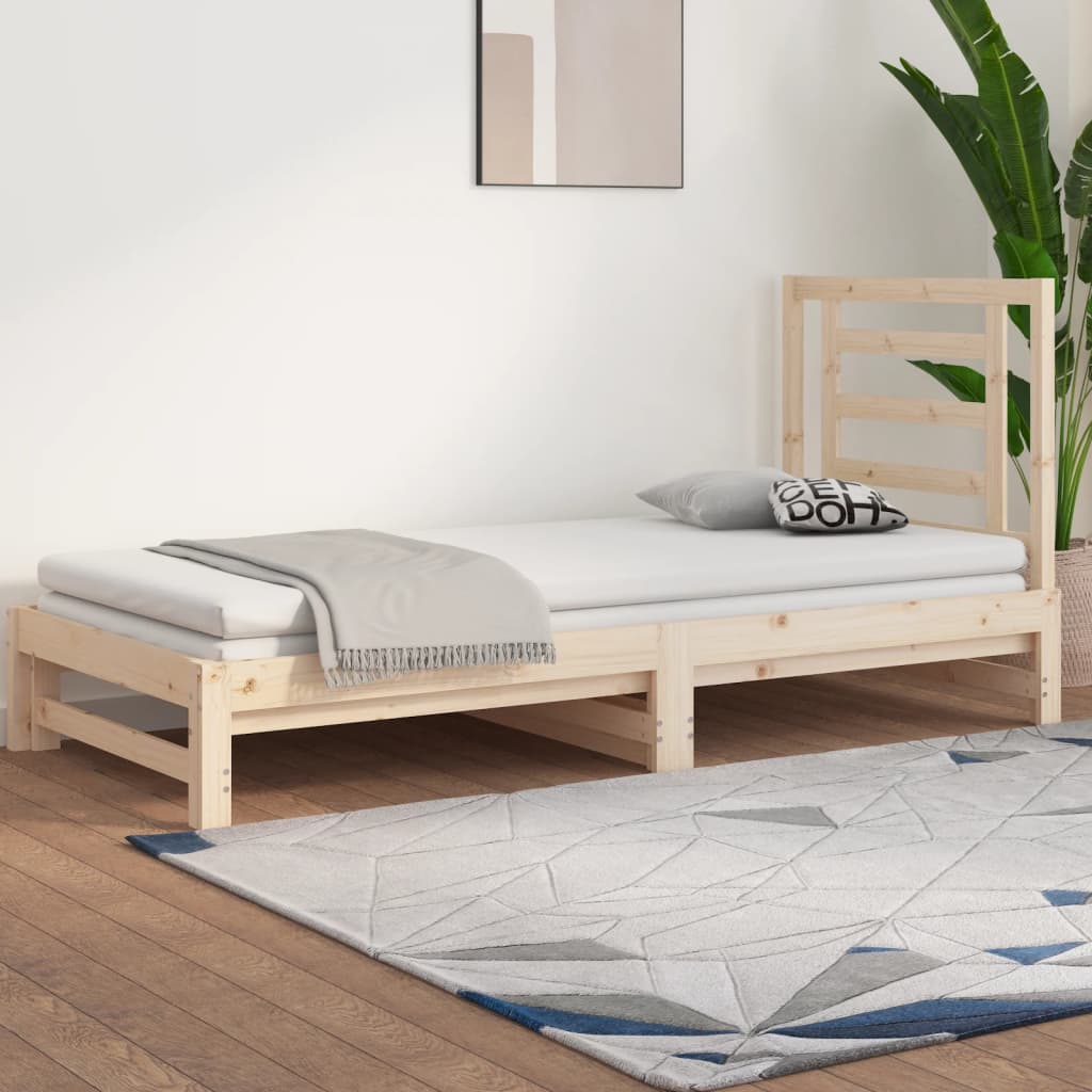 Vidaxl slaapbank uitschuifbaar massief grenenhout 2x(90x190) cm