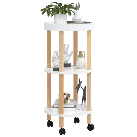 Vidaxl trolley 38x38x82 cm bewerkt hout en massief grenenhout wit