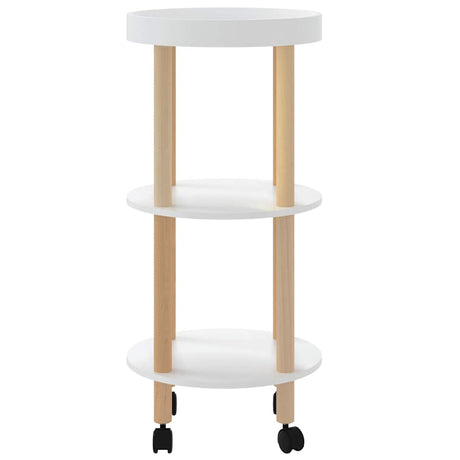 Vidaxl trolley 38x38x82 cm bewerkt hout en massief grenenhout wit