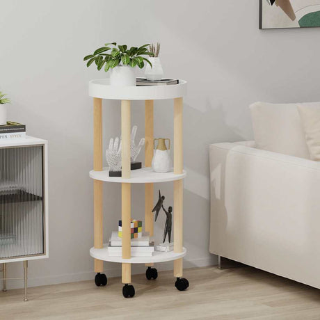 Vidaxl trolley 38x38x82 cm bewerkt hout en massief grenenhout wit