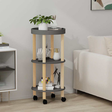 Vidaxl trolley 38x38x82cm bewerkt hout en massief grenenhout grijs