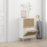 Vidaxl Schuhschrank 52x25x80 cm verarbeitetes Holz und natürlich Rattan White
