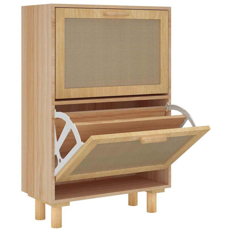 Vidaxl Schuhschrank 52x25x80 cm verarbeitetes Holz natürlicher Rattan -Braun