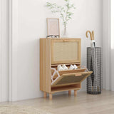 Vidaxl Schuhschrank 52x25x80 cm verarbeitetes Holz natürlicher Rattan -Braun