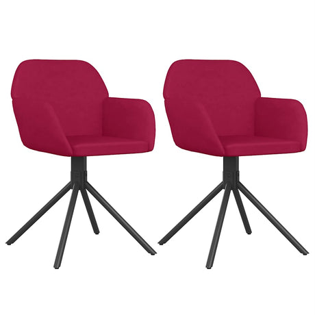 Vidaxl eetkamerstoelen draaibaar 2 st fluweel wijnrood