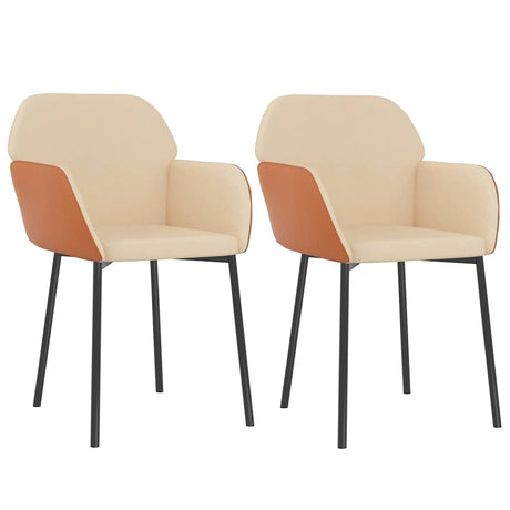 Vidaxl eetkamerstoelen 2 st stof en kunstleer crèmekleurig