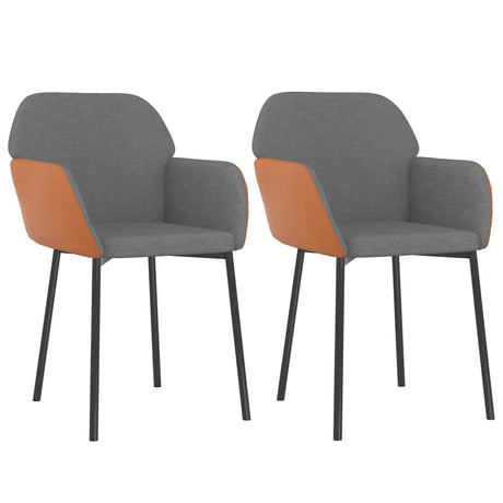 Vidaxl eetkamerstoelen 2 st stof en kunstleer lichtgrijs
