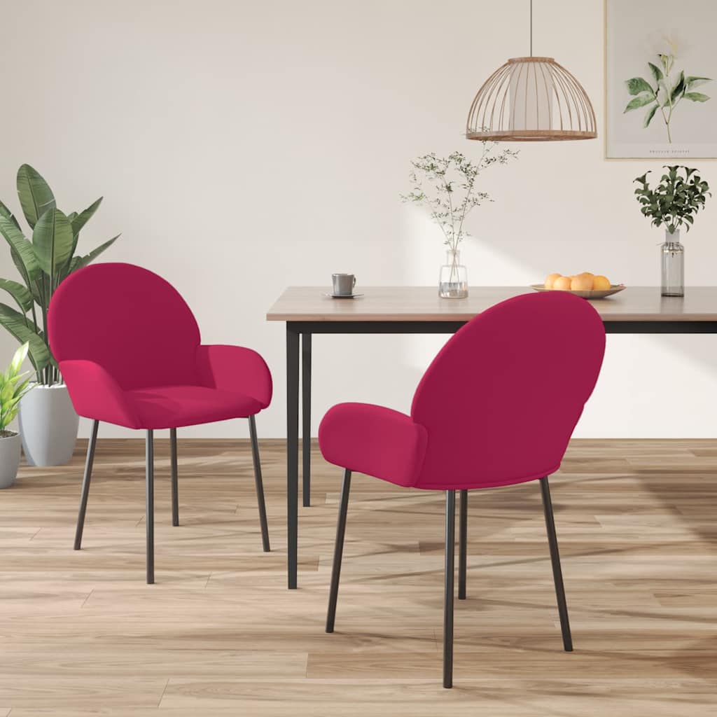 Vidaxl eetkamerstoelen 2 st fluweel wijnrood