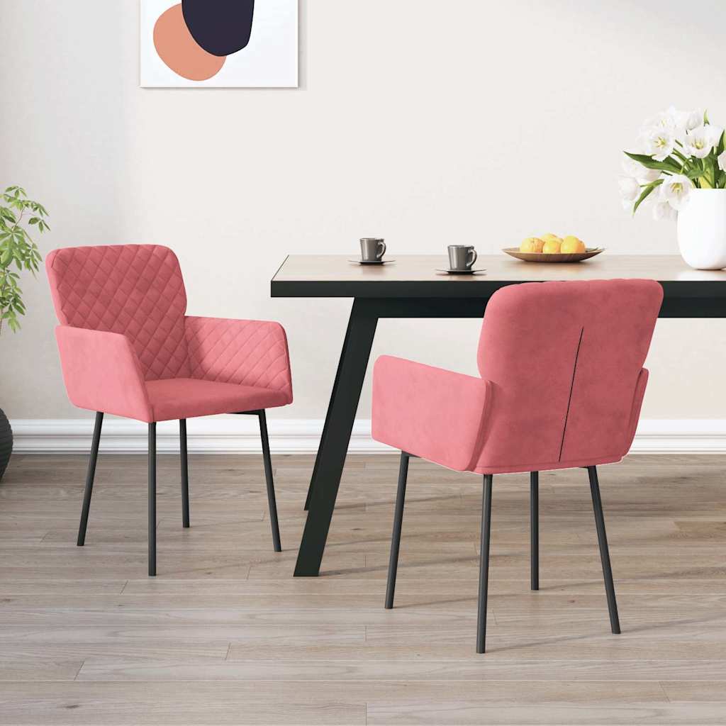 Vidaxl eetkamerstoelen 2 st fluweel roze