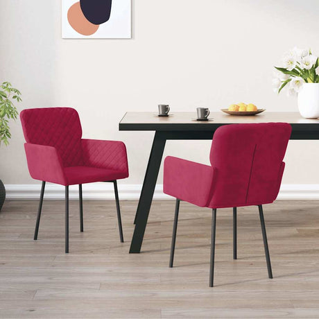 Vidaxl eetkamerstoelen 2 st fluweel wijnrood