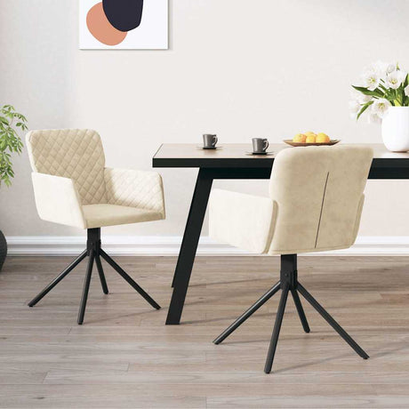 Vidaxl eetkamerstoelen draaibaar 2 st fluweel crèmekleurig