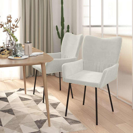 Vidaxl eetkamerstoelen 2 st fluweel crèmekleurig