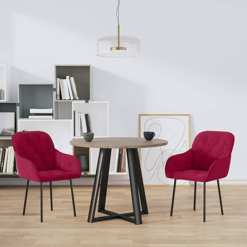 Vidaxl eetkamerstoelen 2 st fluweel wijnrood