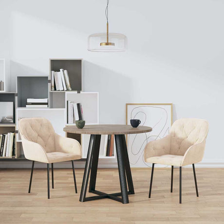 Vidaxl eetkamerstoelen 2 st fluweel crèmekleurig