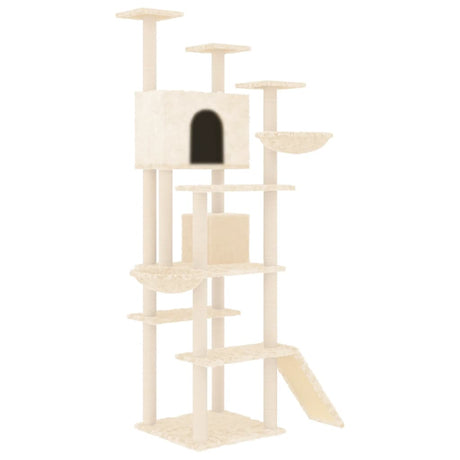 Vidaxl -Katzenmöbel mit Sisal -Kratzerpfosten 191 cm creme -gelenkt