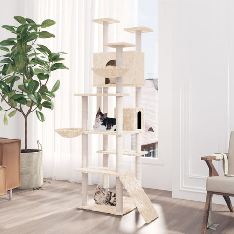 Vidaxl -Katzenmöbel mit Sisal -Kratzerpfosten 191 cm creme -gelenkt