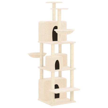 Vidaxl -Katzenmöbel mit Sisal -Kratzerpfosten 180 cm creme -gelenkt