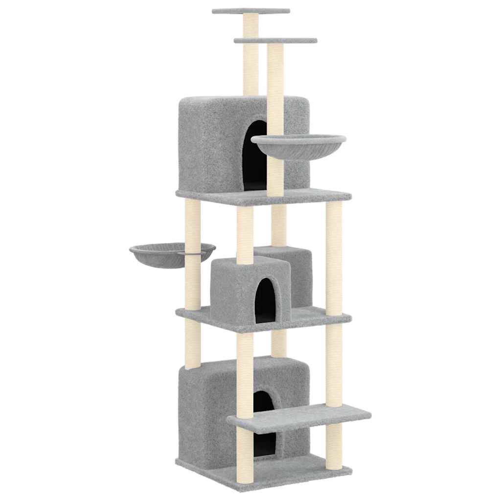 Vidaxl -Katzenmöbel mit Sisal -Kratzerpfosten 180 cm hellgrau