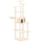 Vidaxl -Katzenmöbel mit Sisal -Kratzerpfosten 167 cm creme -gelenkt