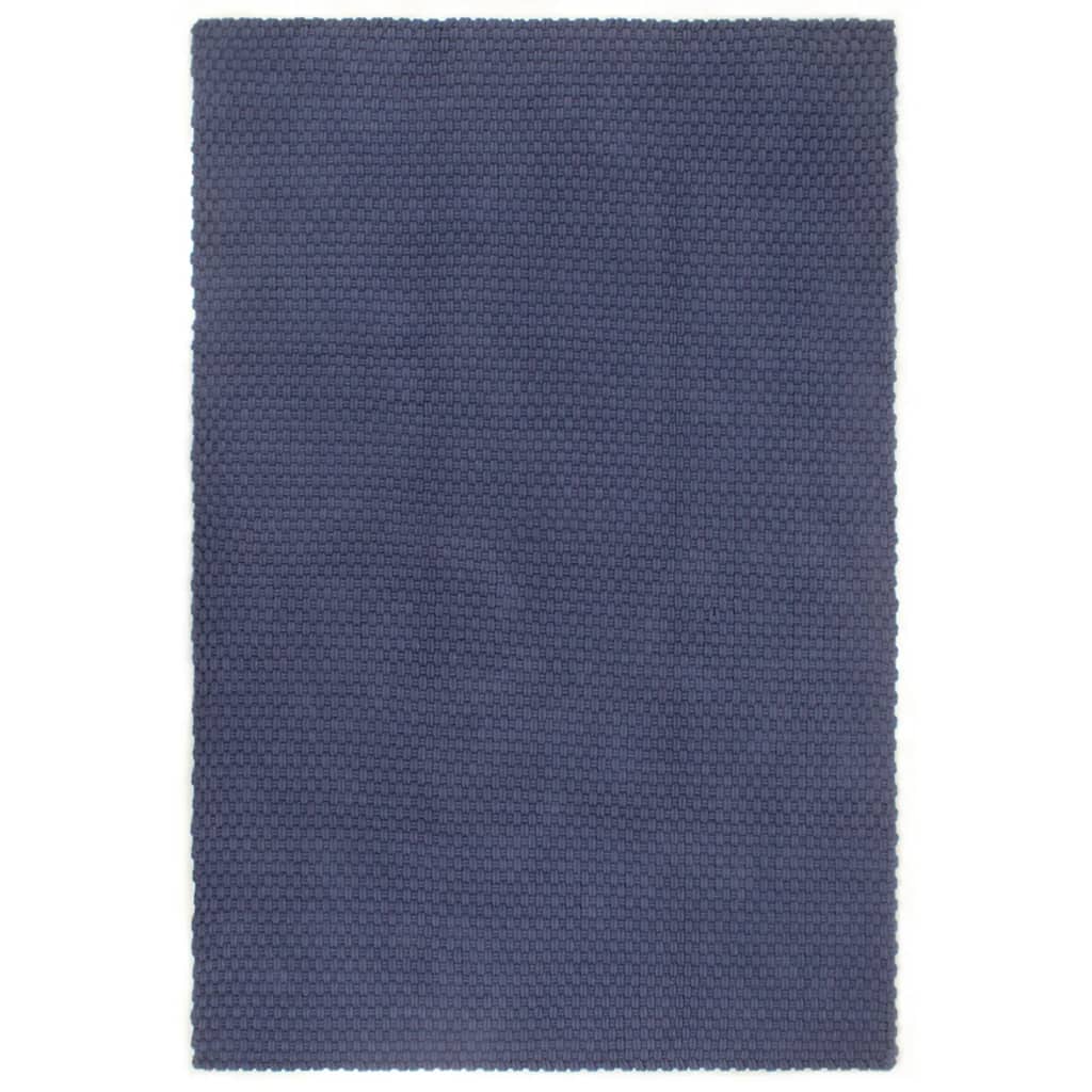Vidaxl Teppich rechteckig 80x160 cm Baumwollmarineblau