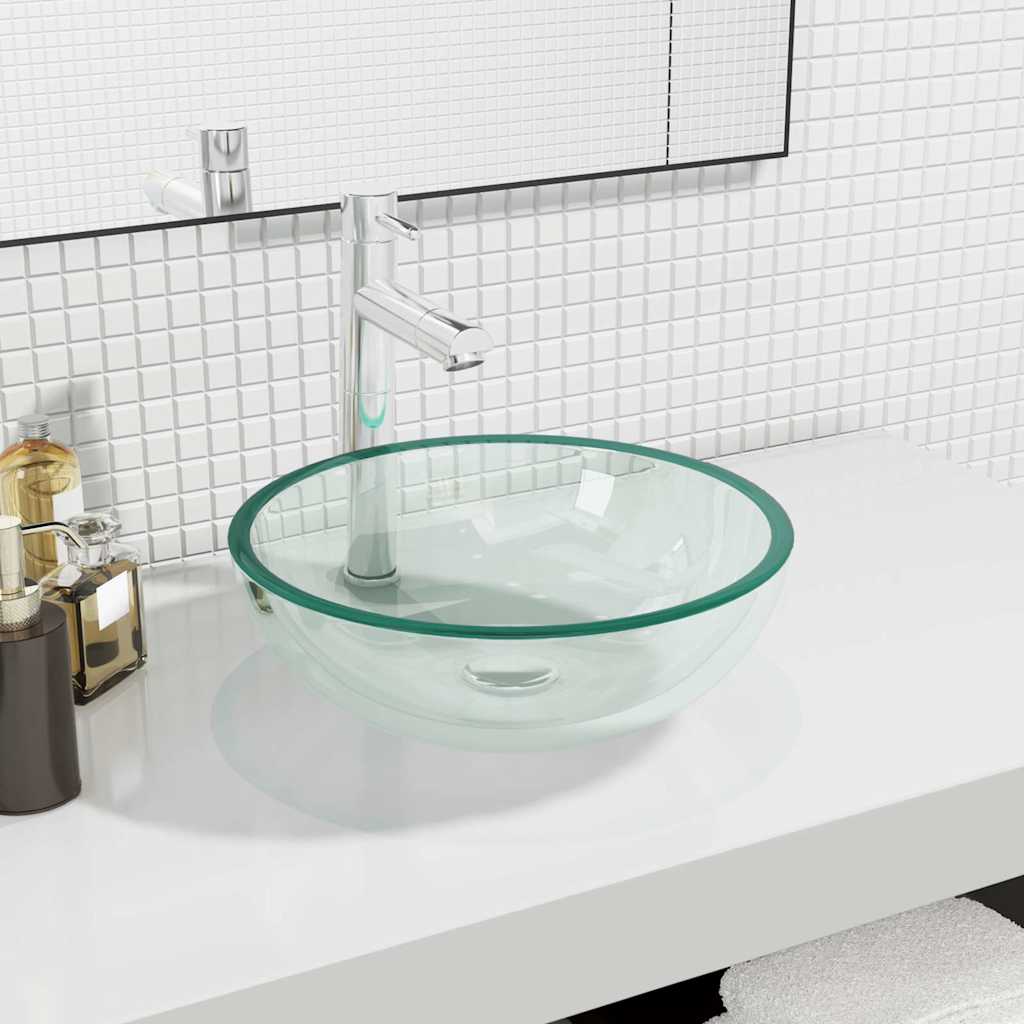 VIDAXL WASHBAIN 35X12 CM TEMPERTE GLASE Transparent