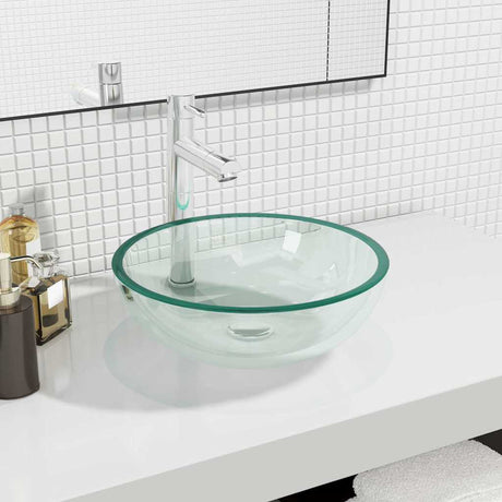 VIDAXL WASHBAIN 35X12 CM TEMPERTE GLASE Transparent