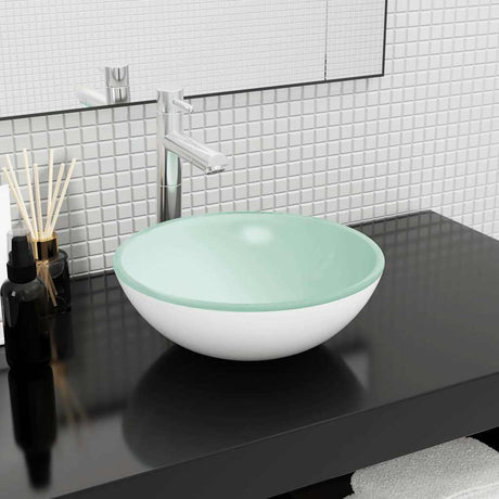 VIDAXL WASHBAIN 35x12 cm terminiertes Glasweiß